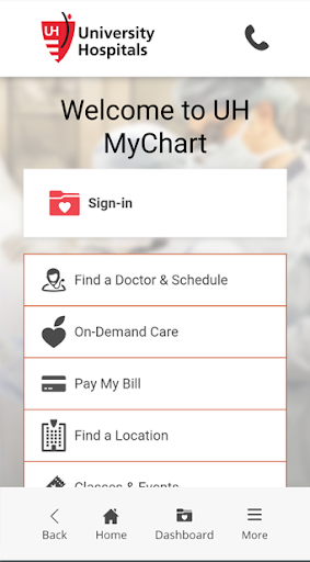 Android application UH MyChart screenshort