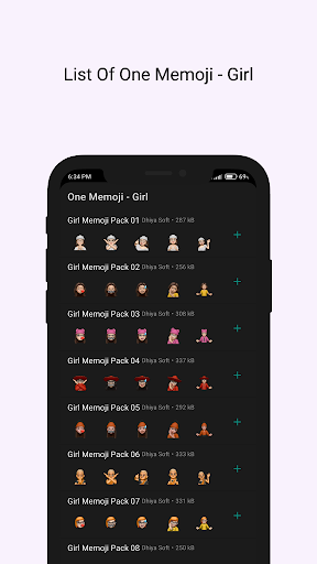 Android application One Memoji - Girl screenshort