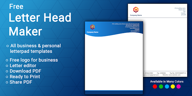 Letterhead Maker Business letter pad template Logo 2.0 screenshots 1