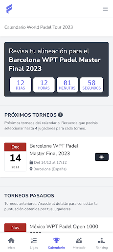 Android application Fantasy Padel Tour screenshort