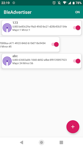 Android application BleAdvertiser screenshort