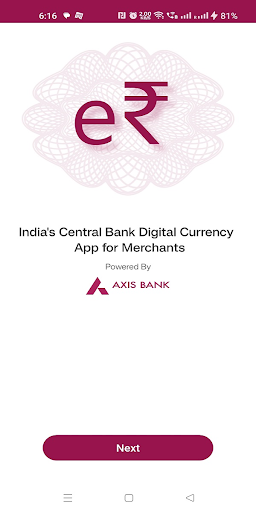 Android application Axis Mobile Biz Digital Rupee screenshort