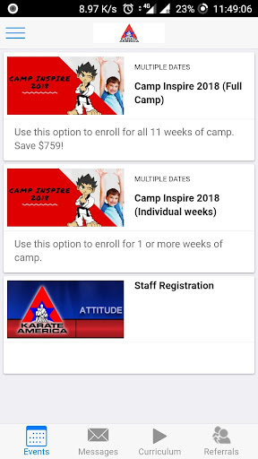 Android application My Karate America screenshort