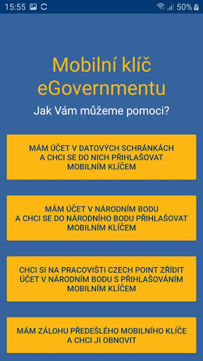 Mobilní klíč eGovernmentu Screen 2