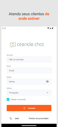 Android application Atende.chat screenshort