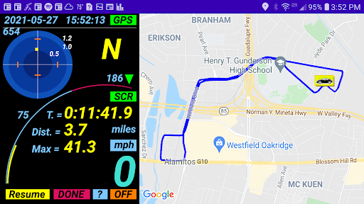 Android application ADD-RT (GPS car trip computer screenshort