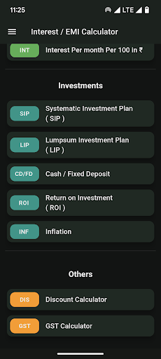 Interest EMI Calculator Screen 2