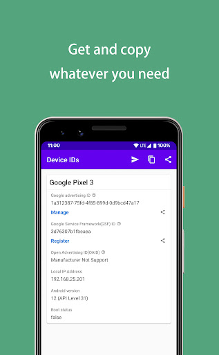 Android application My Device IDs: GSF GAID viewer screenshort
