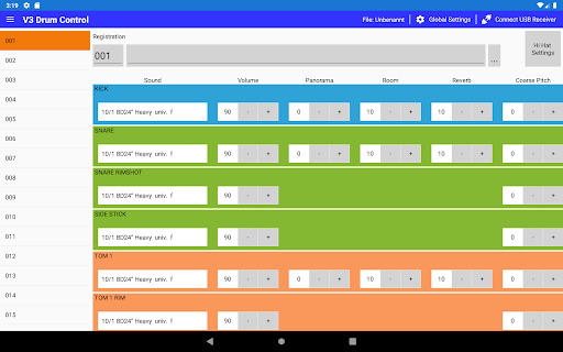 Android application V3 DRUM CONTROL screenshort