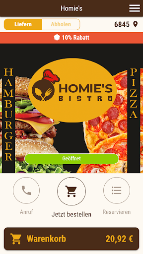 Android application Homie's Bistro screenshort