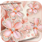 Cover Image of Descargar Glitter Gold Rose Diamond Flower Theme 1.1.4 APK