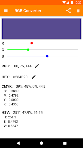 Android application RGB converter screenshort