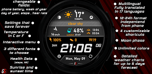 Android application GS Weather 3 Watch Face screenshort