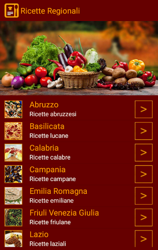 Android application Ricette Regionali screenshort