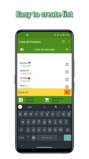 Grocery list with calculator Screen 3