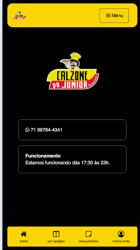 Android application Calzone do Júnior screenshort