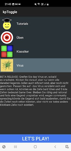 Android application kpToggle: a quick color puzzle screenshort
