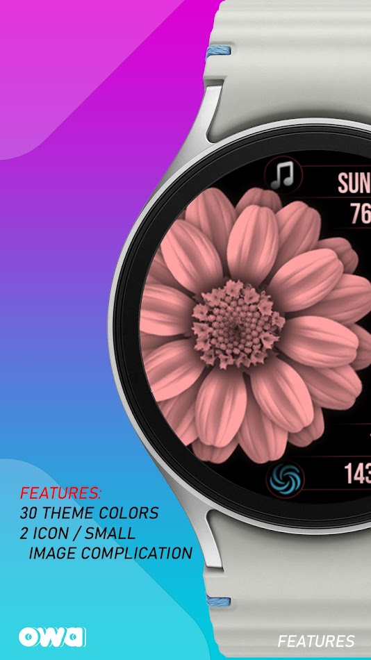 #2. Flower Animated Watch Face 033 (Android) Oleh: Oowwaa
