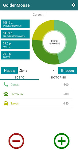 Android application Golden Mouse. Учёт расходов screenshort
