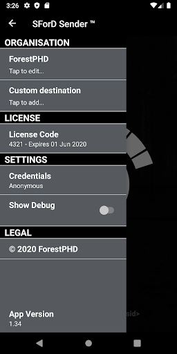 SForD Sender Screen 2