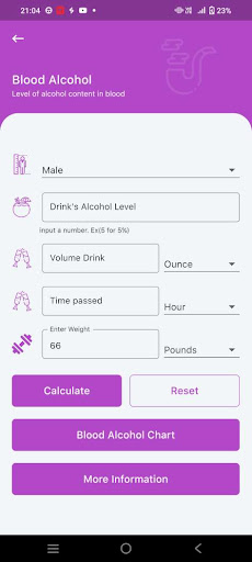 Android application Health Calculation screenshort
