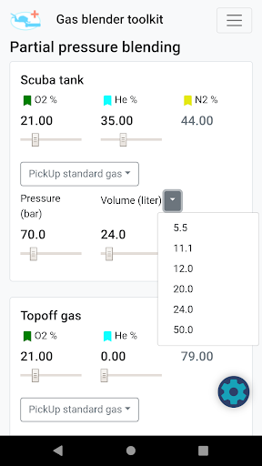 Android application Gas blender toolkit screenshort
