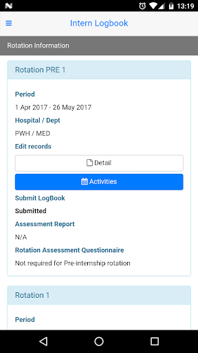 Medical Intern Logbook Screen 3