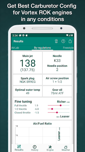 Android application Jetting for Vortex ROK Kart screenshort