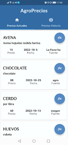 Android application AgroPrecios screenshort