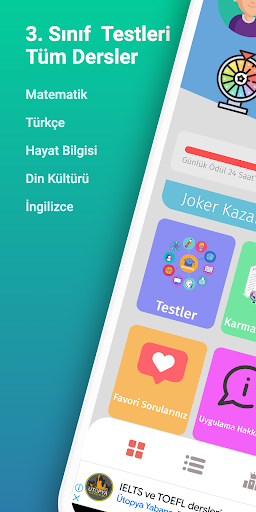 Android application 3. Sınıf Testleri Tüm Dersler screenshort