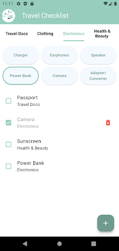 Travel Checklist Screen 3