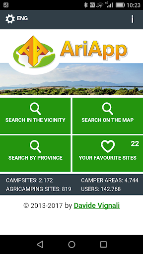 Android application AriApp - Camping/Camper Areas screenshort