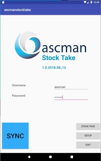 Android application ascman stock take screenshort