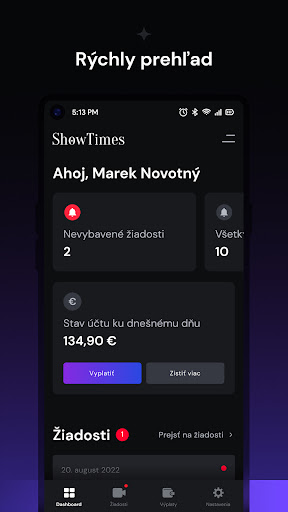 Android application ShowTimes.sk Autor screenshort