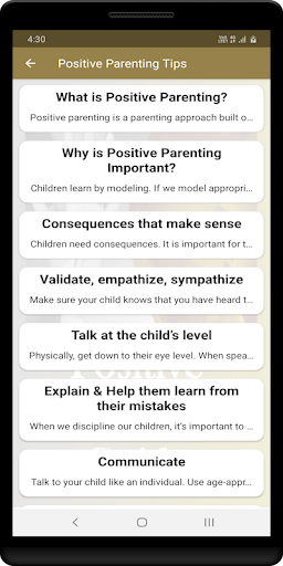 Android application Positive Parenting Tips screenshort
