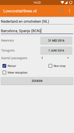 Android application Lowcostairlines.nl screenshort