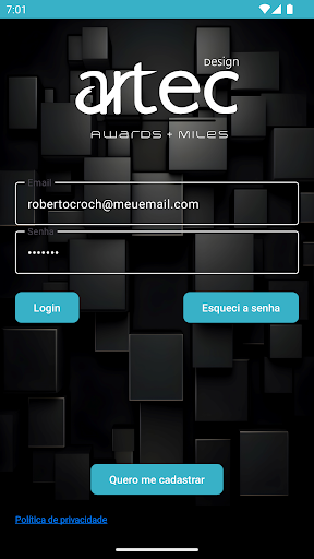 Android application Artec Design Awards+Miles screenshort