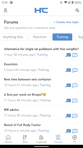 Screenshot of Hypertrophy Coach