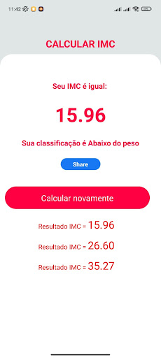 IMC Calculadora Screen 2