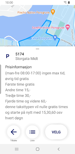Porsgrunn kommune parkering Screen 3
