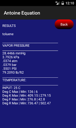 Antoine Equation Screen 3