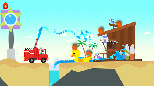 恐竜消防車 - 子供のための恐竜消防士レスキューゲーム