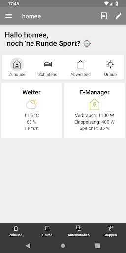 Android application homee screenshort