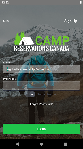 Android application Camp Reservations Canada screenshort