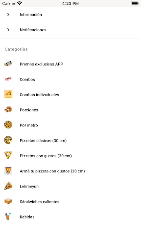 Android application Pretto Pizzeria screenshort