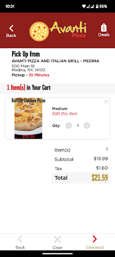 Screenshot of Avanti's Pizza