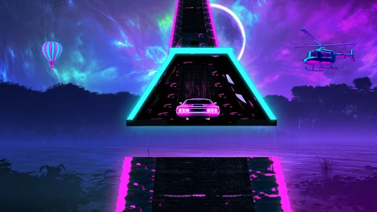 Neon Car:Impossible Stunt Game