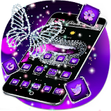 Diamonds Lip Purple Glitter Launcher Theme icon