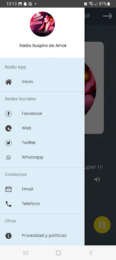Android application Radio Suspiro de Amor screenshort