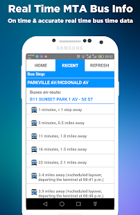 NYC Bus Time App Screenshot